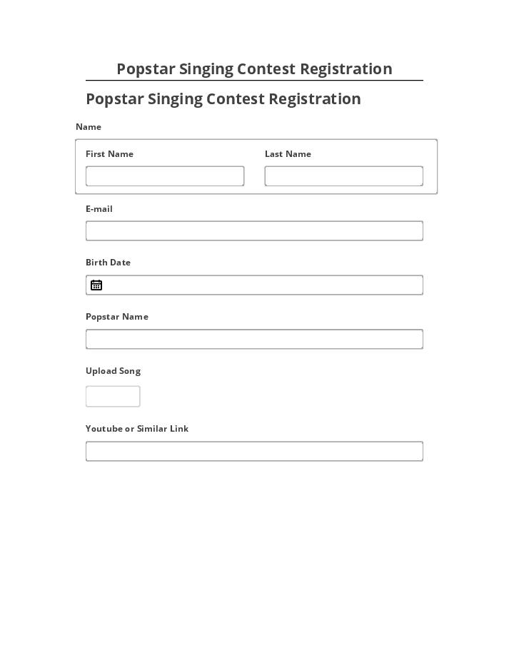 Archive Popstar Singing Contest Registration to Netsuite