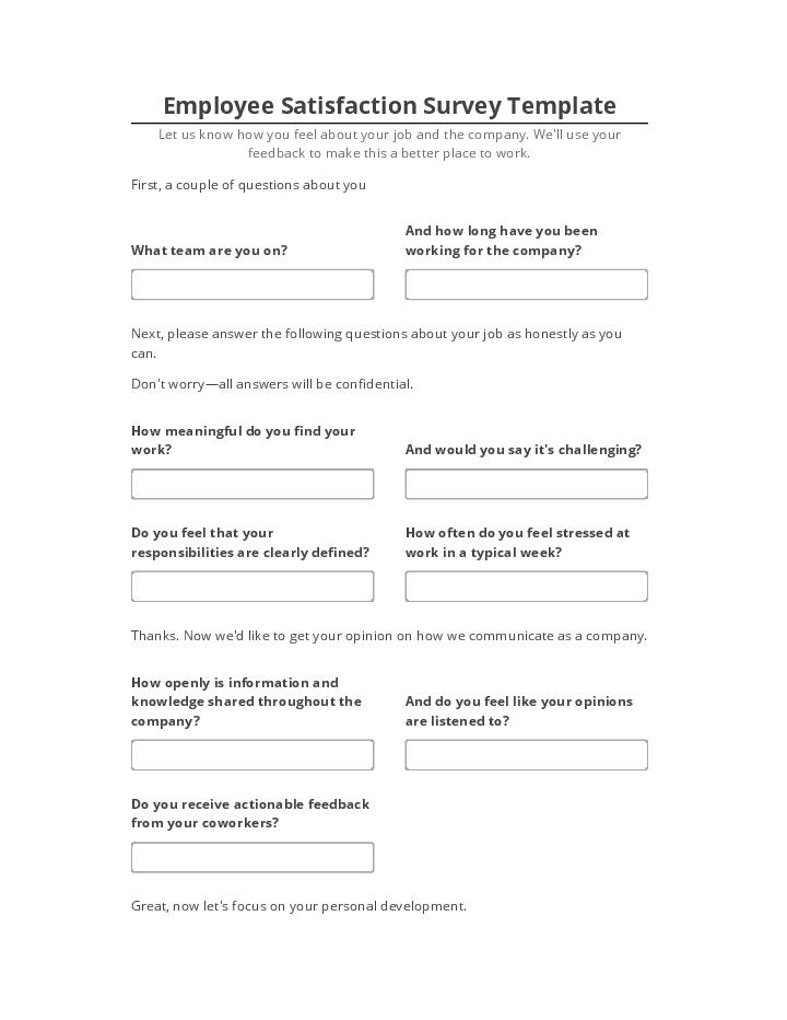 Archive Employee Satisfaction Survey Template to Salesforce