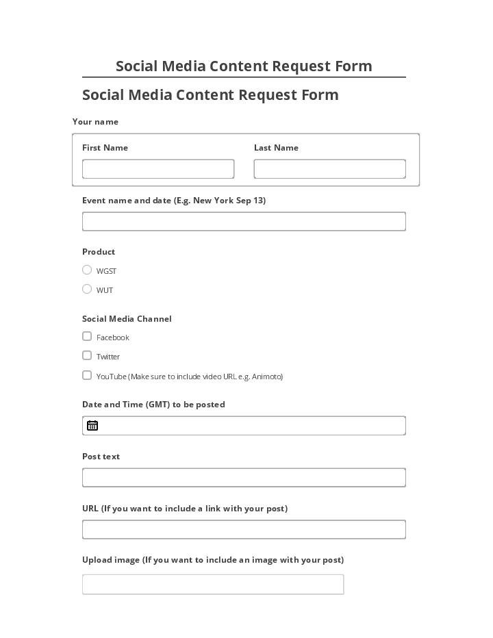 Arrange Social Media Content Request Form in Salesforce