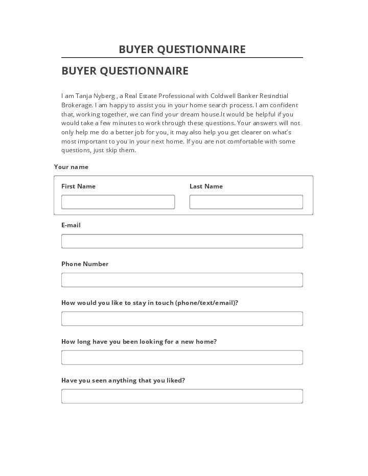 Arrange BUYER QUESTIONNAIRE in Salesforce