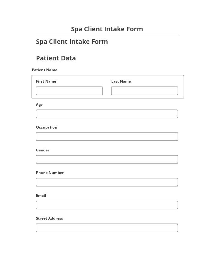 Incorporate Spa Client Intake Form
