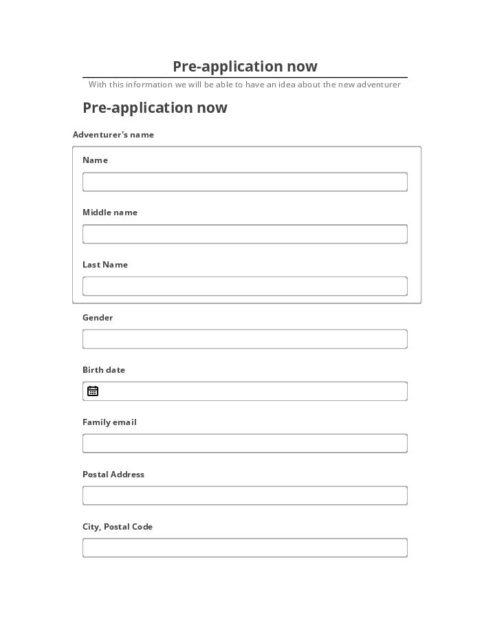 Arrange Pre-application now in Salesforce