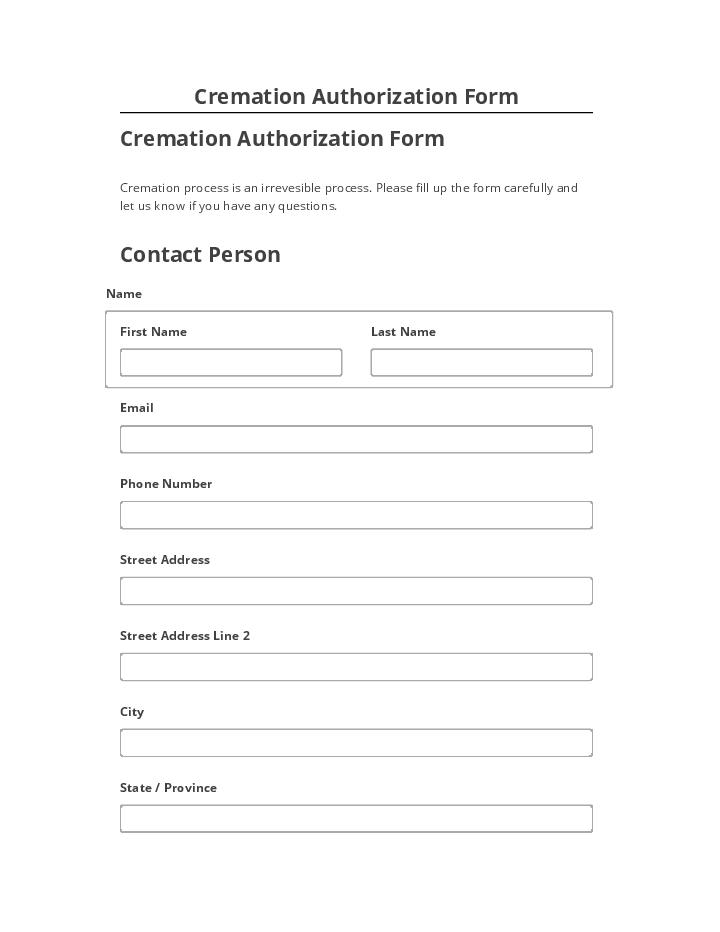 Arrange Cremation Authorization Form