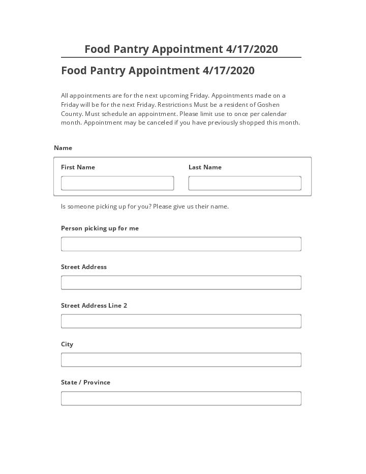Update Food Pantry Appointment 4/17/2020 from Netsuite