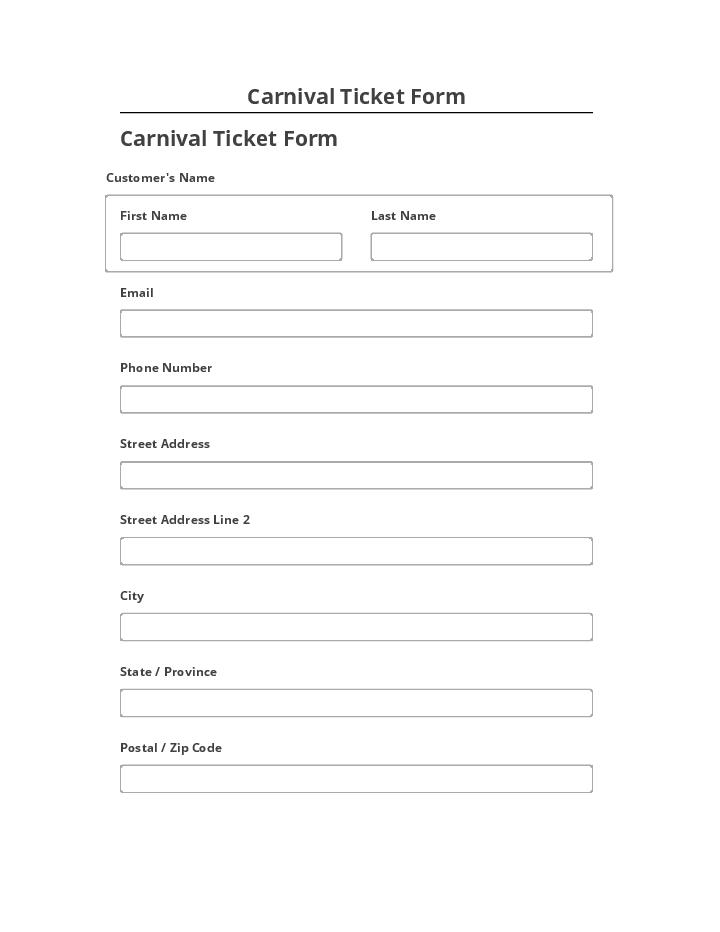 Extract Carnival Ticket Form from Microsoft Dynamics