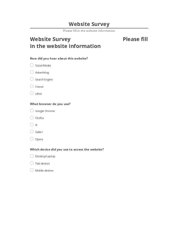 Arrange Website Survey