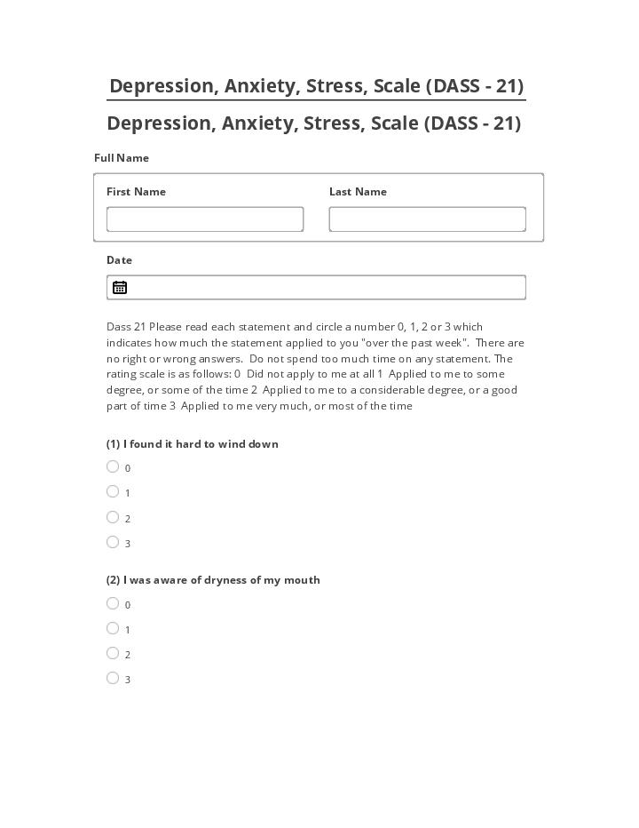 Synchronize Depression, Anxiety, Stress, Scale (DASS - 21) with Salesforce
