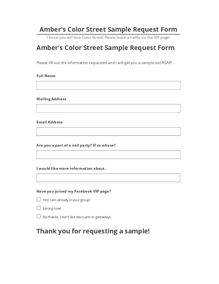 Integrate Amber's Color Street Sample Request Form with Salesforce