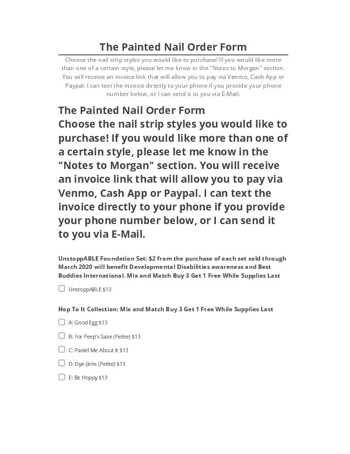 Export The Painted Nail Order Form to Netsuite