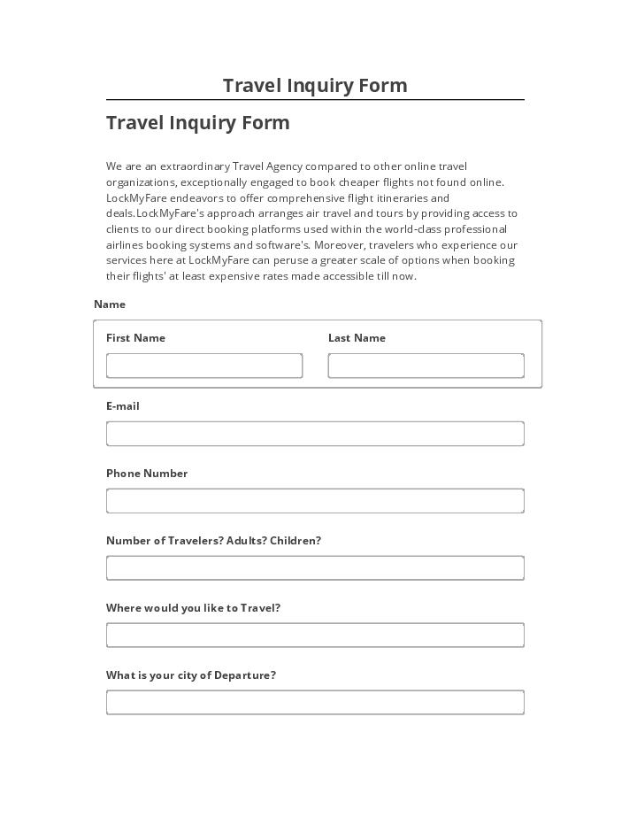 Manage Travel Inquiry Form in Microsoft Dynamics