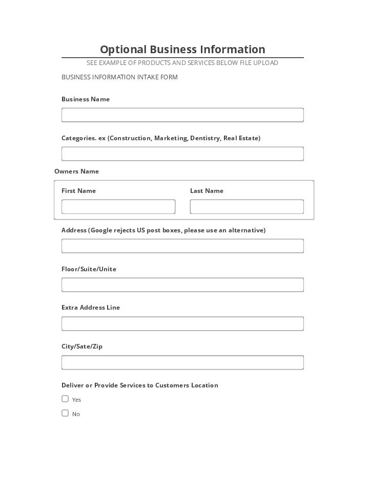 Pre-fill Optional Business Information from Netsuite