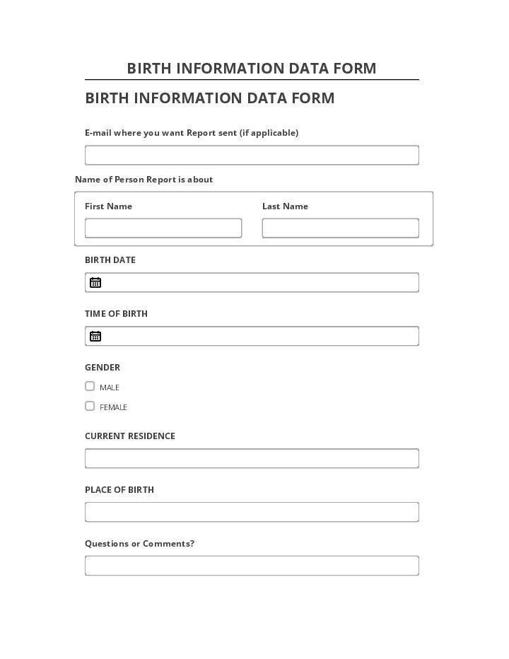 Incorporate BIRTH INFORMATION DATA FORM in Netsuite
