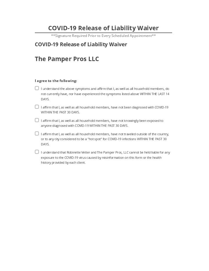 Pre-fill COVID-19 Release of Liability Waiver from Microsoft Dynamics