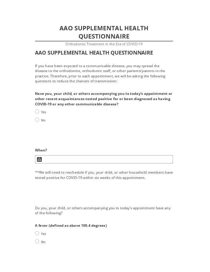 Integrate AAO SUPPLEMENTAL HEALTH QUESTIONNAIRE with Salesforce