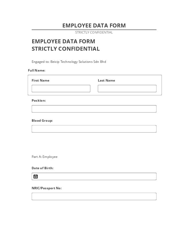 Extract EMPLOYEE DATA FORM from Netsuite