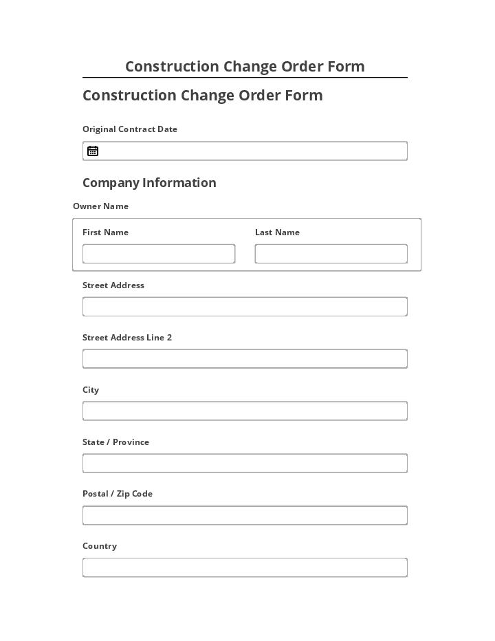Synchronize Construction Change Order Form with Salesforce
