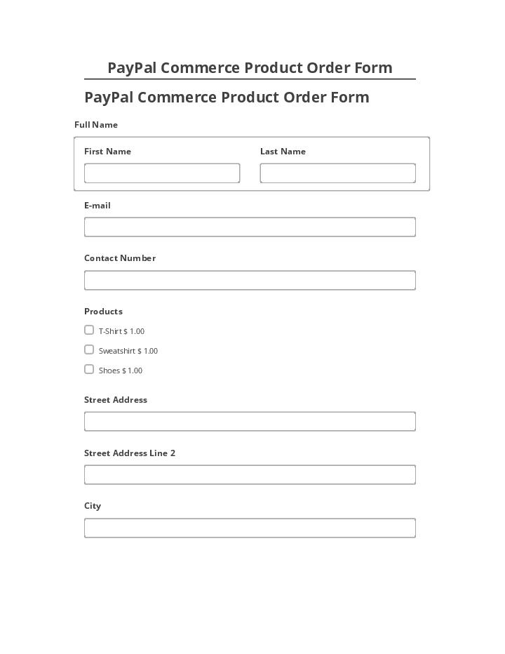 Arrange PayPal Commerce Product Order Form