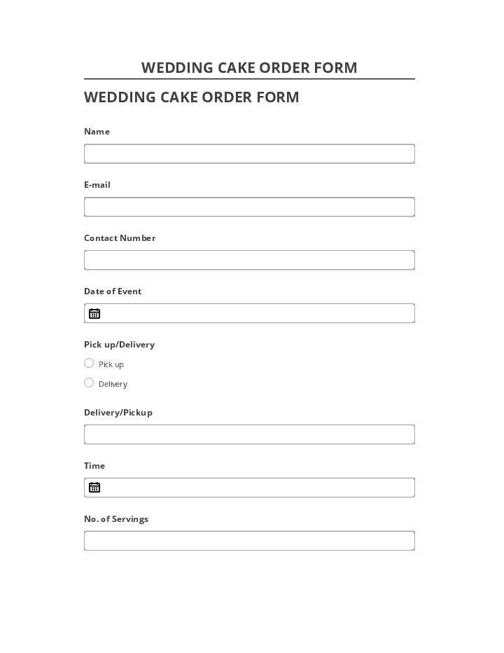 Arrange WEDDING CAKE ORDER FORM in Salesforce