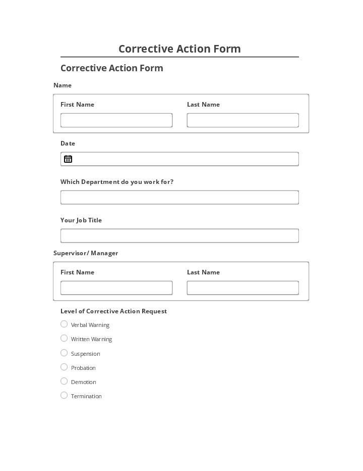 Incorporate Corrective Action Form