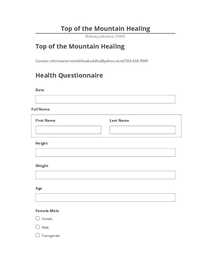 Arrange Top of the Mountain Healing in Salesforce