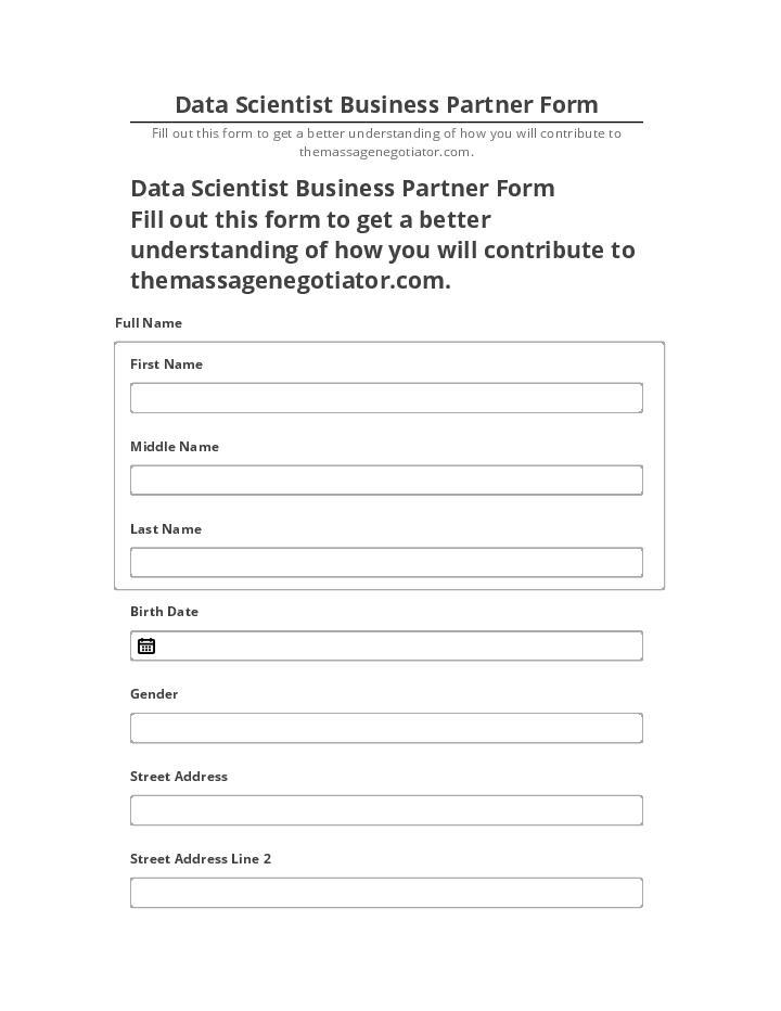 Pre-fill Data Scientist Business Partner Form