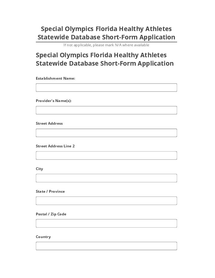 Archive Special Olympics Florida Healthy Athletes Statewide Database Short-Form Application