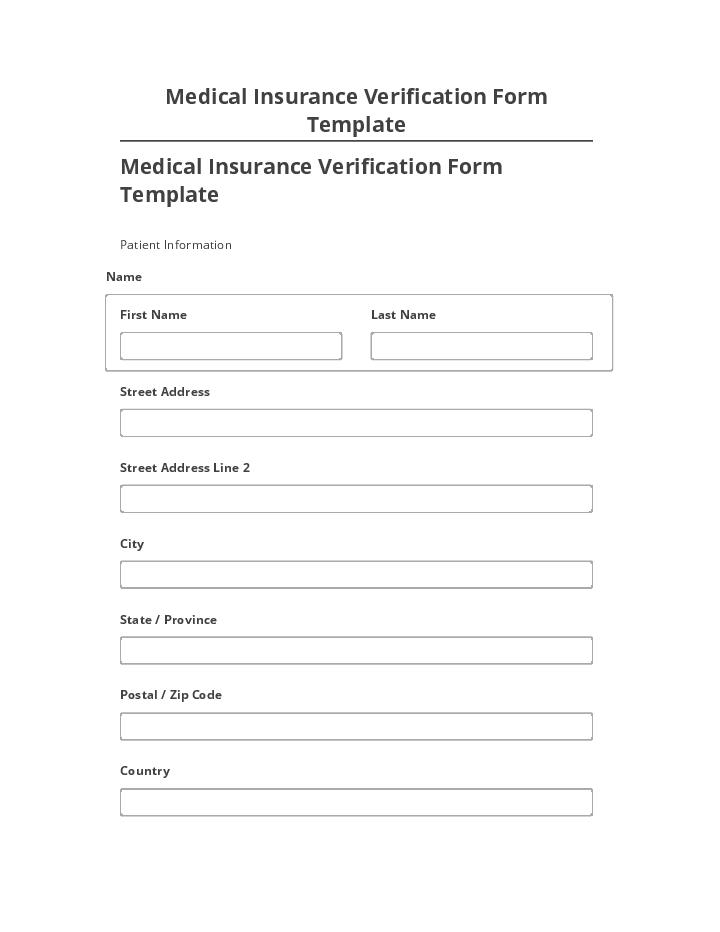 Arrange Medical Insurance Verification Form Template in Salesforce