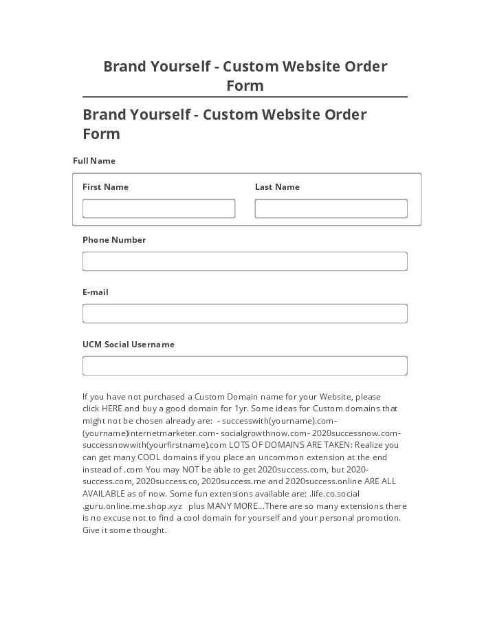Archive Brand Yourself - Custom Website Order Form