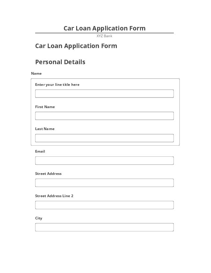 Arrange Car Loan Application Form in Netsuite