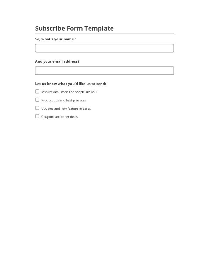 Update Subscribe Form Template
