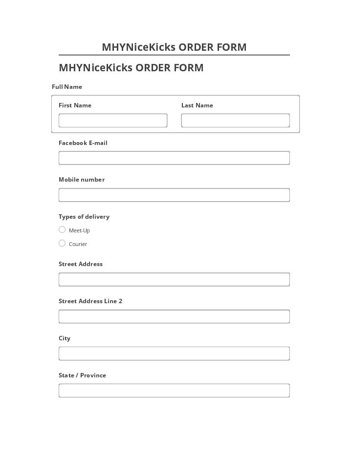 Pre-fill MHYNiceKicks ORDER FORM from Salesforce