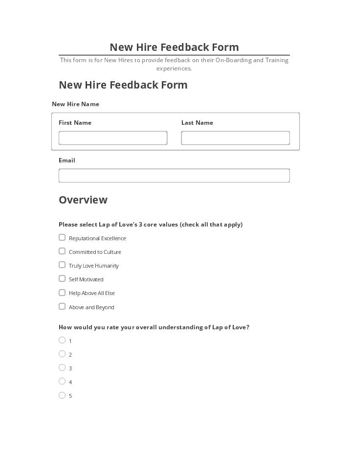 Arrange New Hire Feedback Form in Netsuite