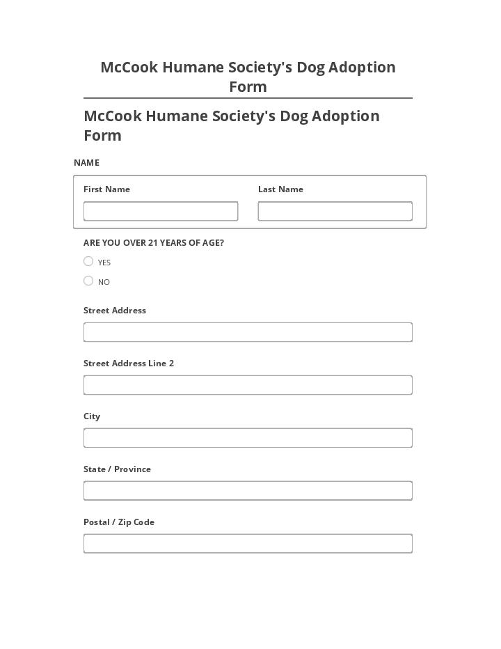 Manage McCook Humane Society's Dog Adoption Form in Netsuite