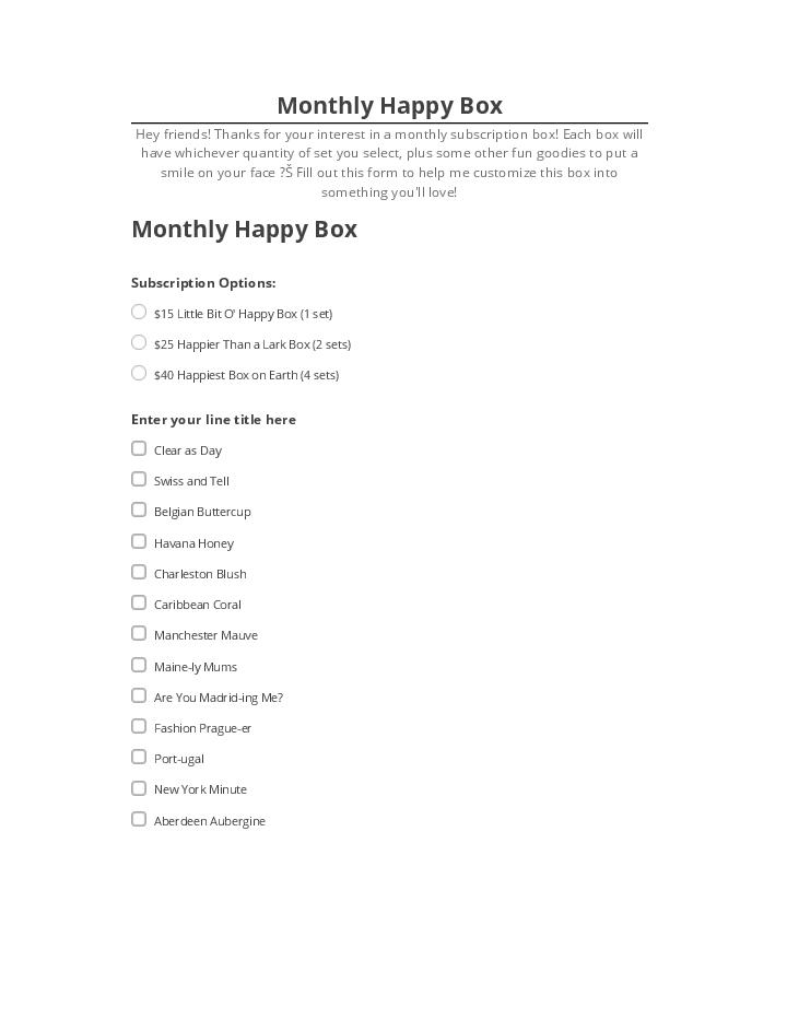 Incorporate Monthly Happy Box in Netsuite