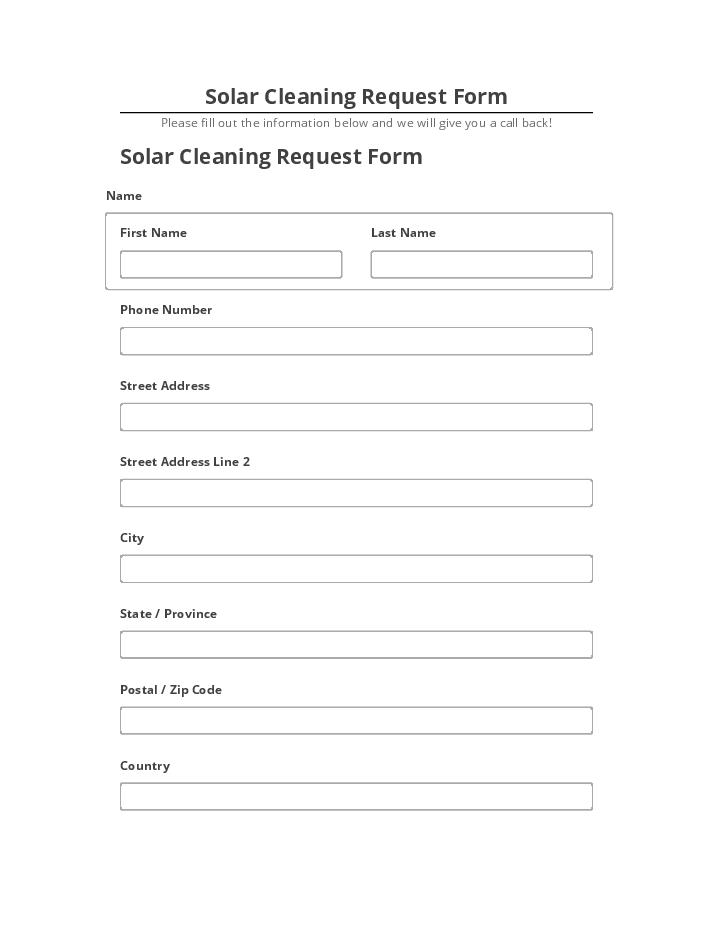 Incorporate Solar Cleaning Request Form