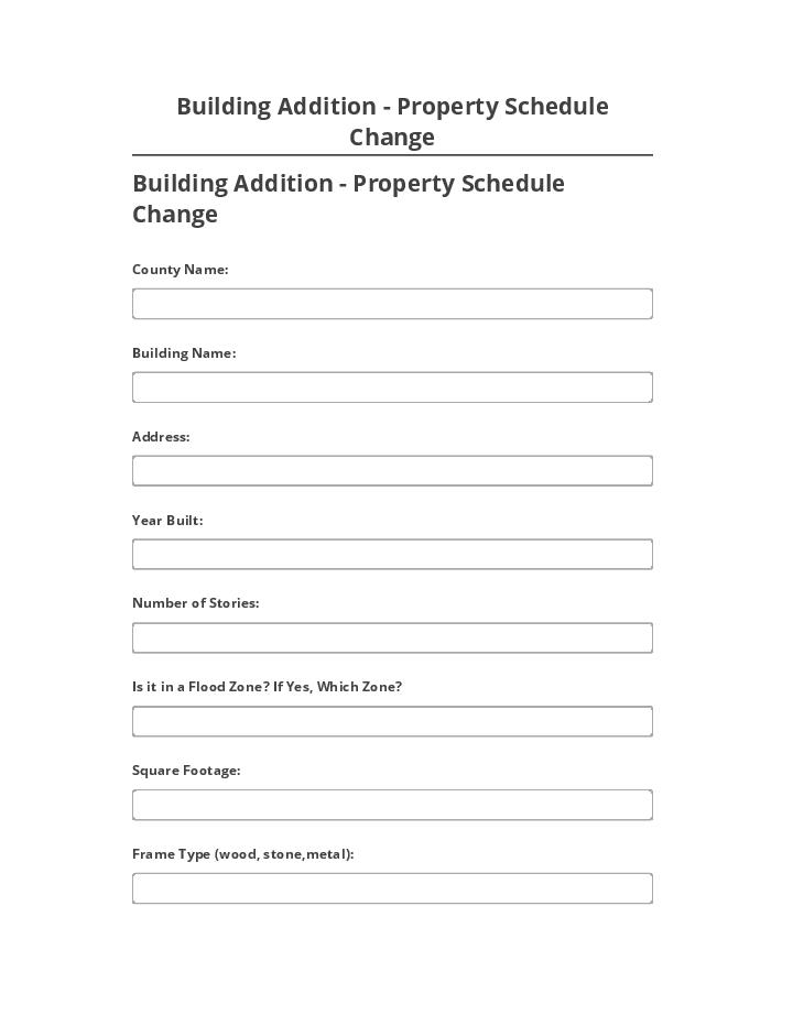 Arrange Building Addition - Property Schedule Change in Salesforce