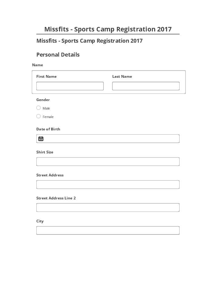 Extract Missfits - Sports Camp Registration 2017 from Netsuite