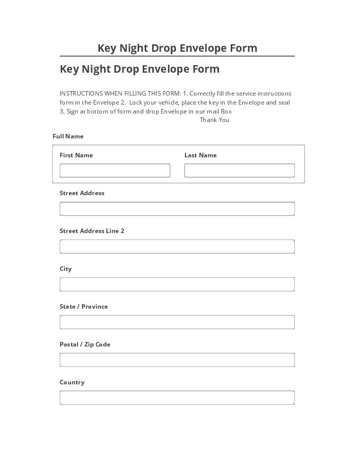 Arrange Key Night Drop Envelope Form in Salesforce