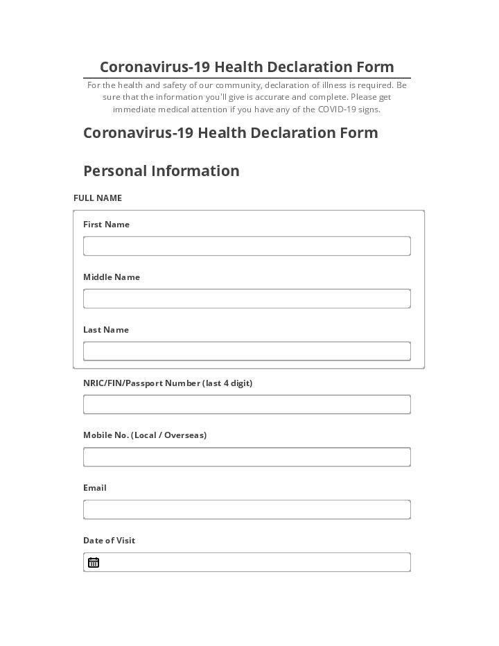 Synchronize Coronavirus-19 Health Declaration Form with Salesforce