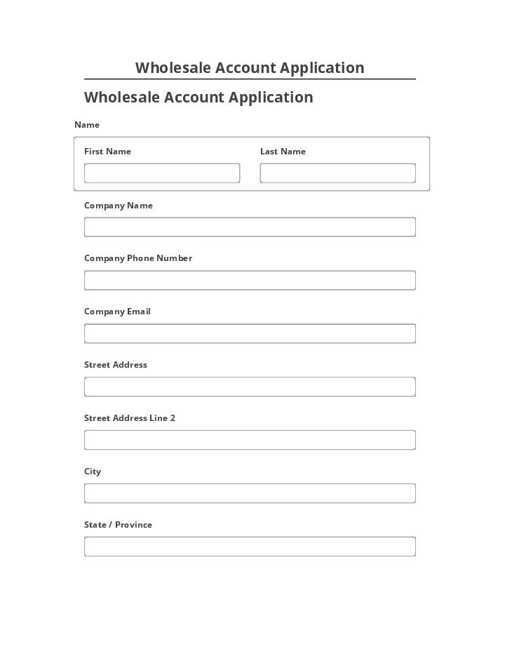 Arrange Wholesale Account Application in Salesforce