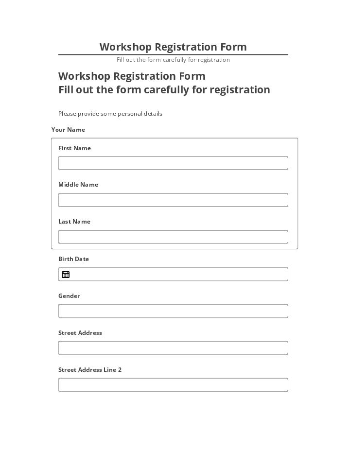 Manage Workshop Registration Form
