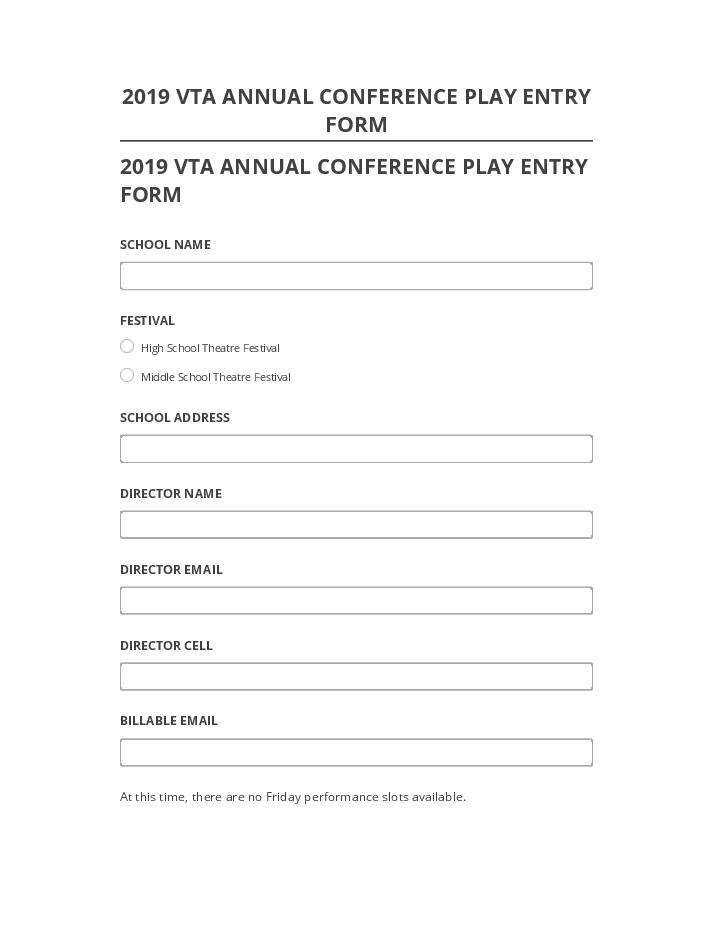Archive 2019 VTA ANNUAL CONFERENCE PLAY ENTRY FORM
