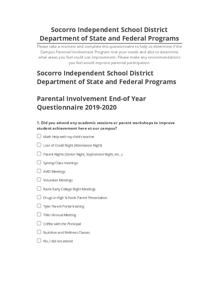 Update Socorro Independent School District Department of State and Federal Programs