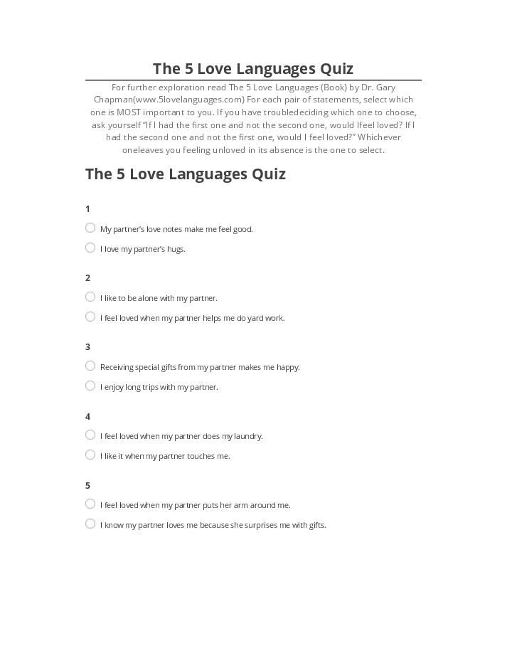 Export The 5 Love Languages Quiz to Microsoft Dynamics