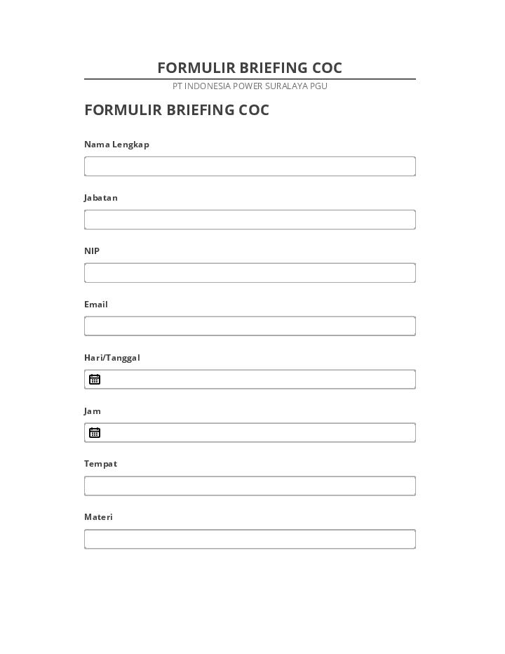 Synchronize FORMULIR BRIEFING COC with Netsuite
