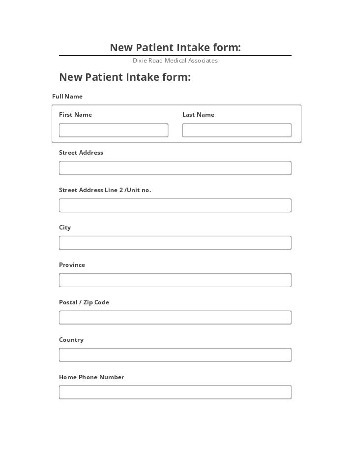 Integrate New Patient Intake form: