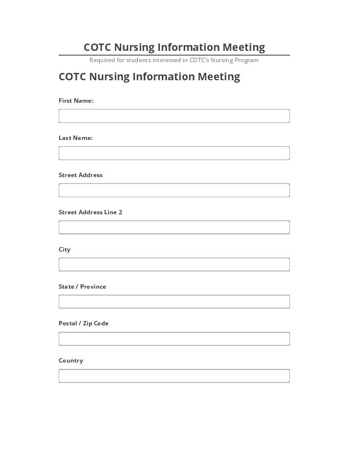 Arrange COTC Nursing Information Meeting in Microsoft Dynamics