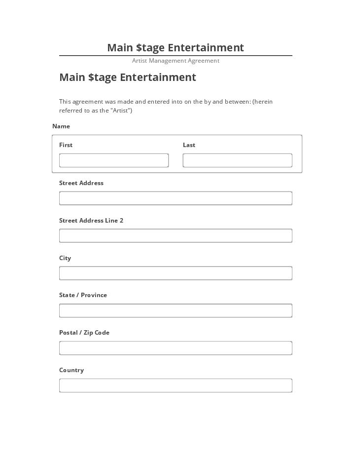 Manage Main $tage Entertainment