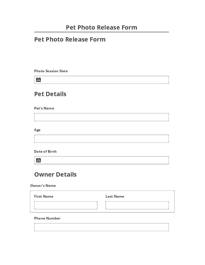 Pre-fill Pet Photo Release Form