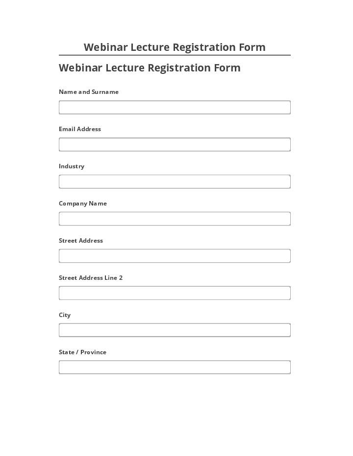 Arrange Webinar Lecture Registration Form in Netsuite